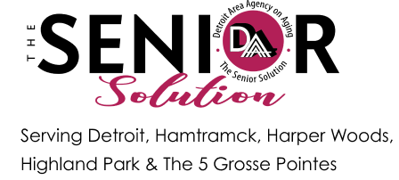 Detroit Area Agency on Aging | The Senior Solution logo with the 5 service areas